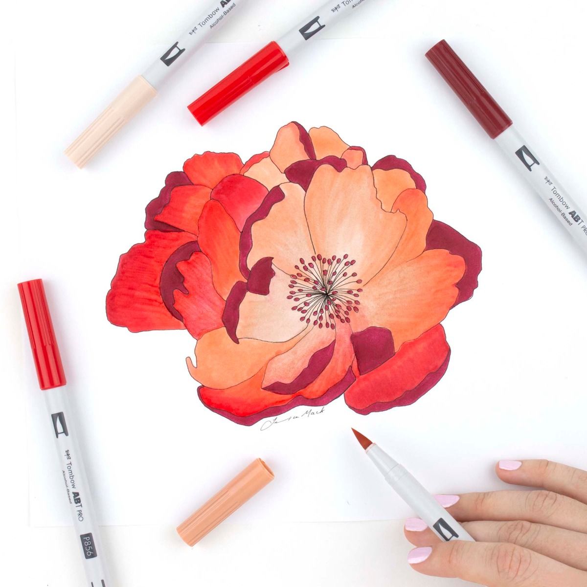 Tombow ABT PRO Alcohol Based Art Markers - Red Tones, 5pk