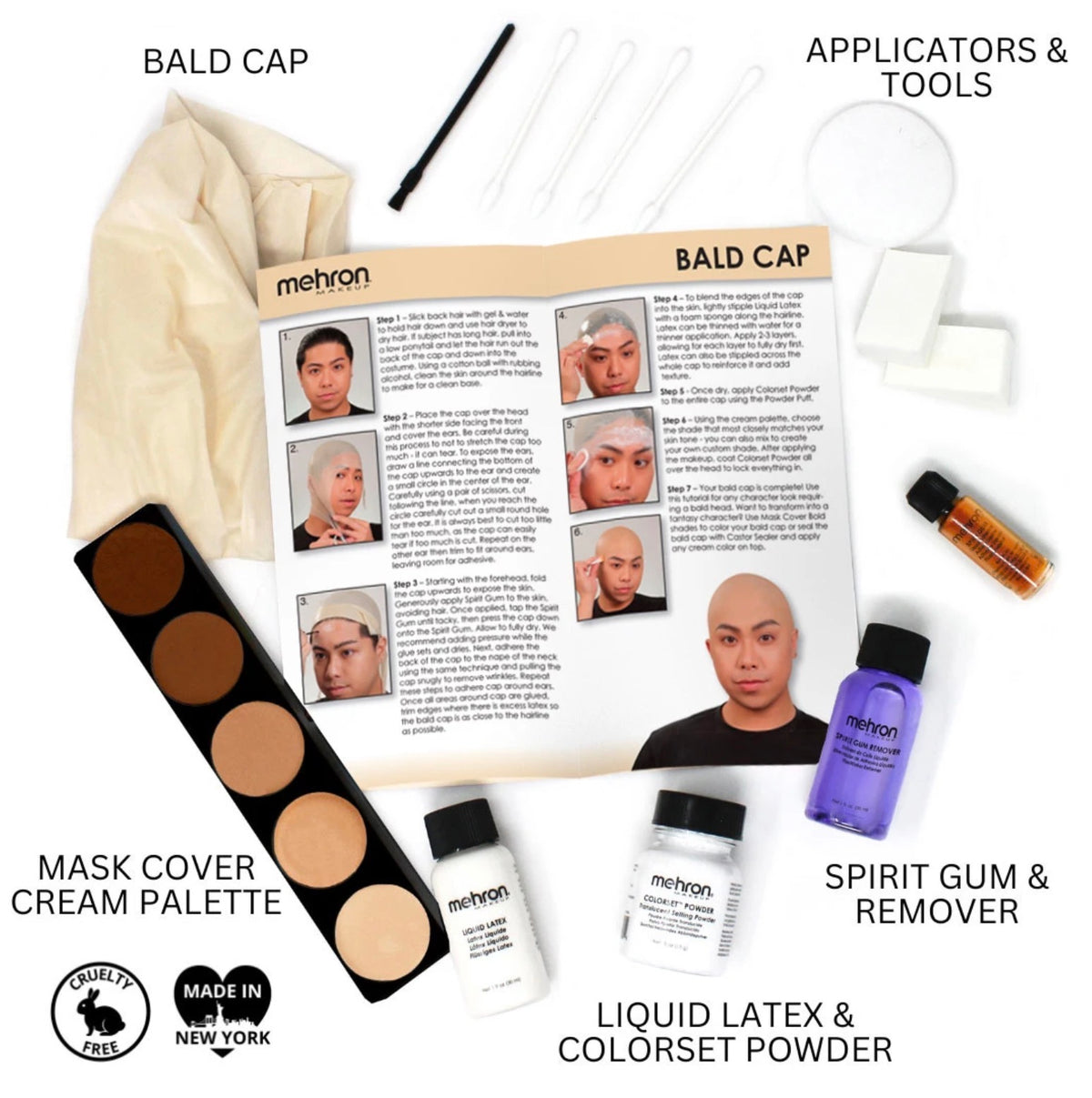 Mehron - Bald Cap Professional Makeup Kit