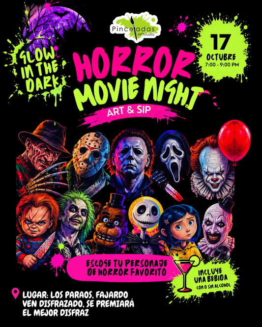 Art & Sip | Horror Movies Glow in The Dark at Los Paraos, Fajardo