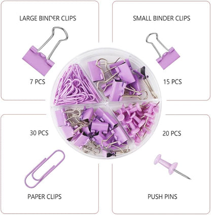 Lilac Office Supplies Set (Total 72 pcs)
