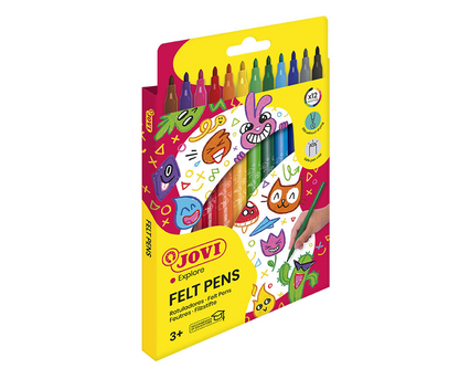 Jovi FELT PENS Estuche 12 rotuladores FINOS colores surtidos