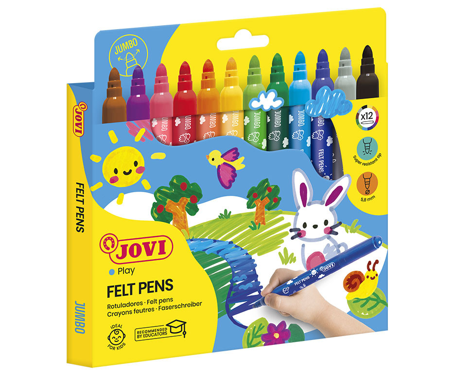 Jovi FELT PENS Estuche 12 rotuladores JUMBO colores surtidos