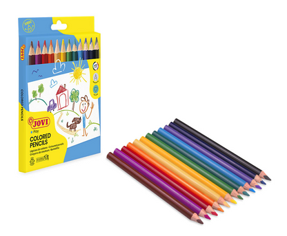 Jovi COLORED PENCILS Estuche 12 lápices de madera triangulares JUMBO colores surtidos