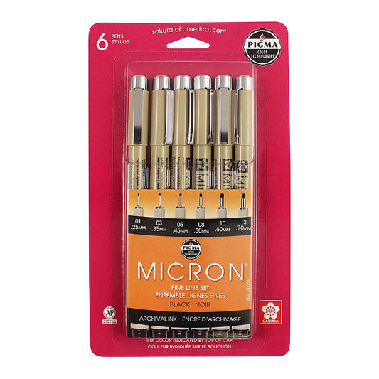 Sakura 6pc Micron Set - Fine & Bold Line | Black