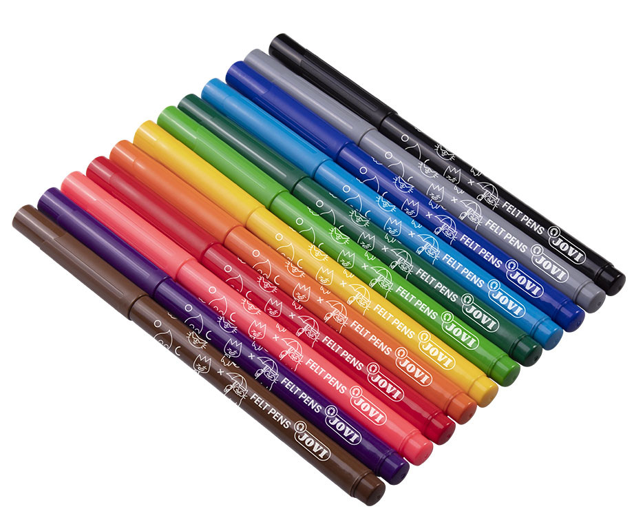 Jovi FELT PENS Estuche 12 rotuladores FINOS colores surtidos