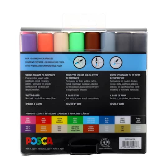 POSCA Paint Marker Sets, 16-Color PC-5M Medium Set