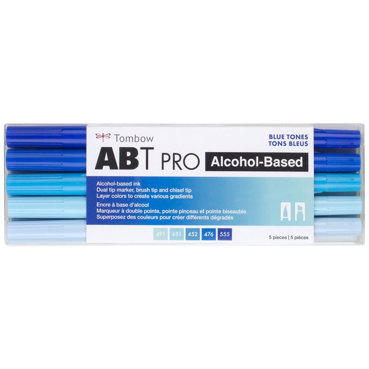 Tombow ABT PRO Alcohol Based Art Markers - Blue Tones, 5pk